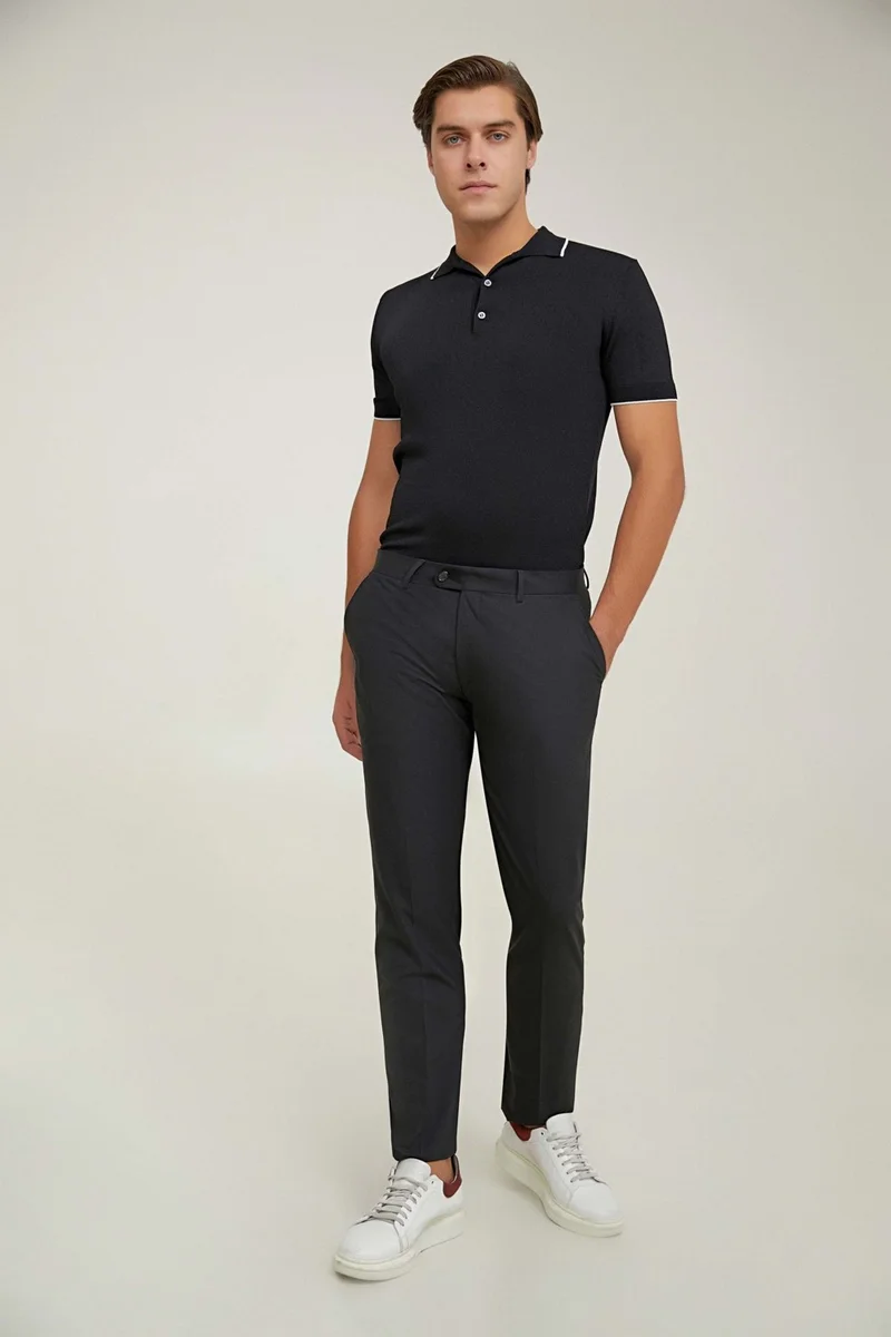 D'S DAMAT D'S Groom Ds Groom Comfort Black Plain Travel Fabric Trousers