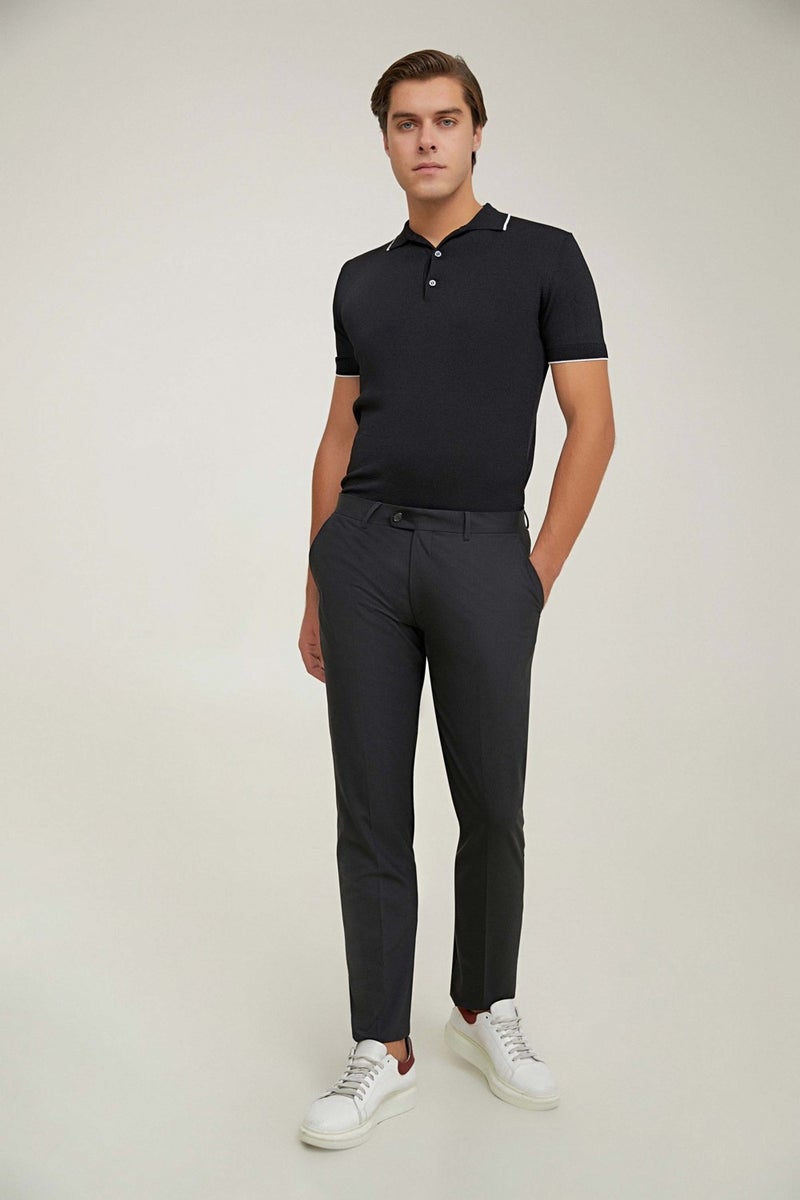 D'S DAMAT D'S Groom Ds Groom Comfort Black Plain Travel Fabric Trousers - Image 2