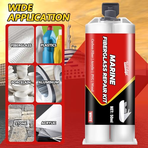 Vividye Marine Fiberglass Repair Kit, 100ml White Gel Coat Repair Kit for Repairing Cracks, Holes, Chip in Boat, Jet Ski, Yacht, Surfboard, Sturdy and Waterproof Fiberglass Filler for Tile, Acrylic, Ceramic - Image 4