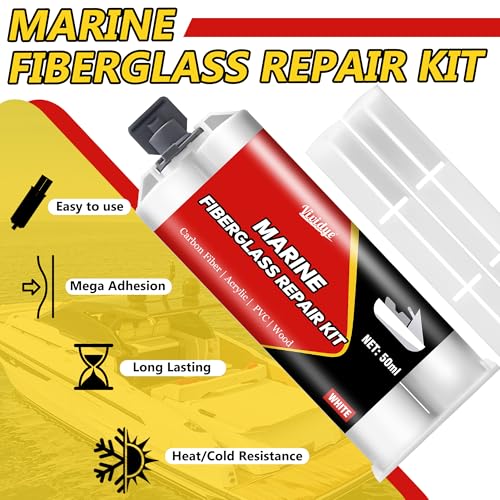 Vividye Marine Fiberglass Repair Kit, 100ml White Gel Coat Repair Kit for Repairing Cracks, Holes, Chip in Boat, Jet Ski, Yacht, Surfboard, Sturdy and Waterproof Fiberglass Filler for Tile, Acrylic, Ceramic - Image 3