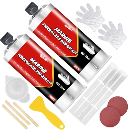 Vividye Marine Fiberglass Repair Kit, 100ml White Gel Coat Repair Kit for Repairing Cracks, Holes, Chip in Boat, Jet Ski, Yacht, Surfboard, Sturdy and Waterproof Fiberglass Filler for Tile, Acrylic, Ceramic - Image 1