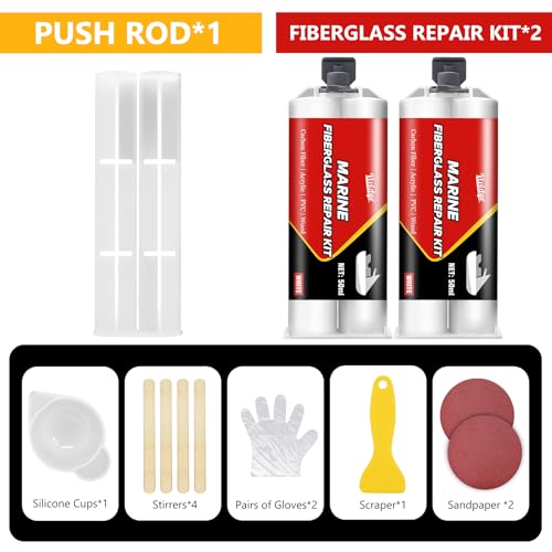 Vividye Marine Fiberglass Repair Kit, 100ml White Gel Coat Repair Kit for Repairing Cracks, Holes, Chip in Boat, Jet Ski, Yacht, Surfboard, Sturdy and Waterproof Fiberglass Filler for Tile, Acrylic, Ceramic - Image 2