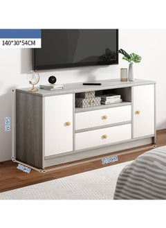 CityRiya-Long TV Table, TV Stand, Large TV Cabinet, 140cm Television Cabinet with Storage and Drawers, Living Room Furniture TV Table, Television Stand Modern Media Storage Stand Shelves  - Image 4
