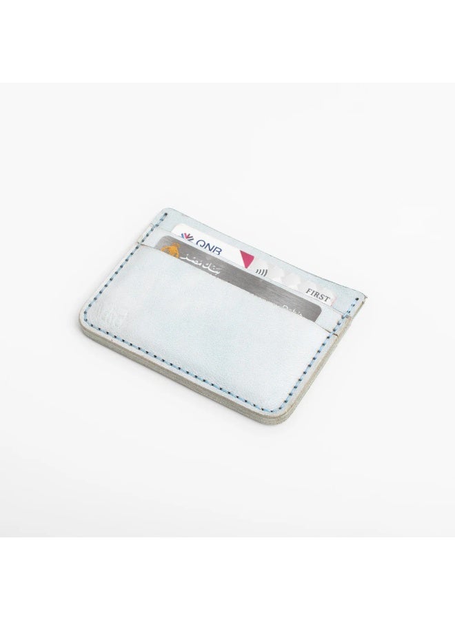 فلفيت حامل بطاقات رفيع باللون الأزرق الجليدي للنساء - محفظة بسيطة بلمسة نهائية ناعمة غير لامعة، إكسسوار صغير وأنيق - Image 3