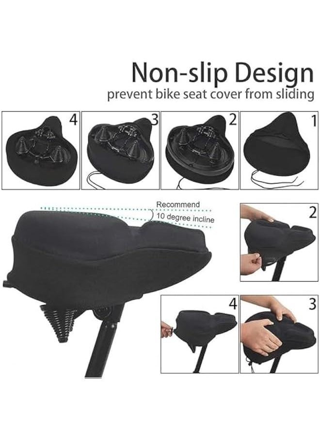 HOOKOR Bike Seat Cover - Exercise Bike Seat Cushion Cover, Wide Foam and Extra Soft Gel Padded Bike Seat Cover for Women and Men, Bicycle Saddle Cover for Spin, Stationary, Cruiser Bikes  - Image 4