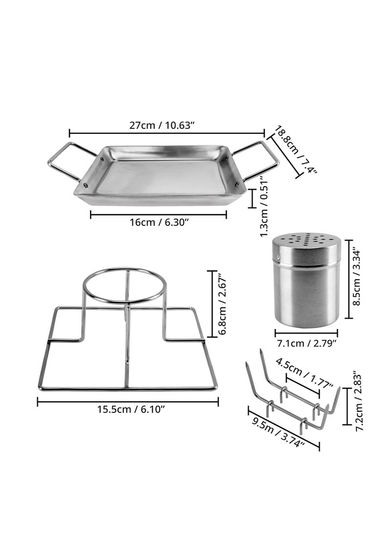SYOSI Can Chicken Roaster Stand, Stainless Steel Vertical Rack Barbecue Accessory, Chicken Roaster Holder with Drip Pan for Oven, Grill, BBQ and Smoker, 1 Pcs  - Image 2