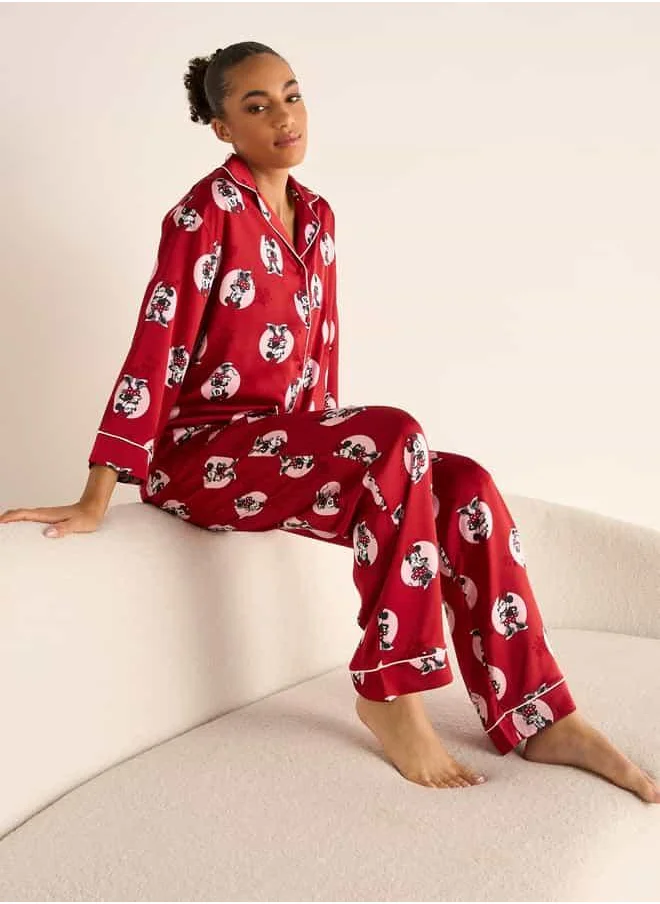 سبلاش فيڤ Minnie Mouse Print Long Sleeved Shirt and Pyjama Set