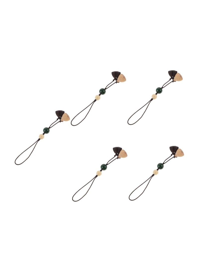 GGOOT 5pcs lotus mobile phone pendant lucky phone charm phone lanyard wrist strap lotus car keychain phone neck lanyards chinese phone charm chinese pendant key ring Telephone Wood  - Image 1