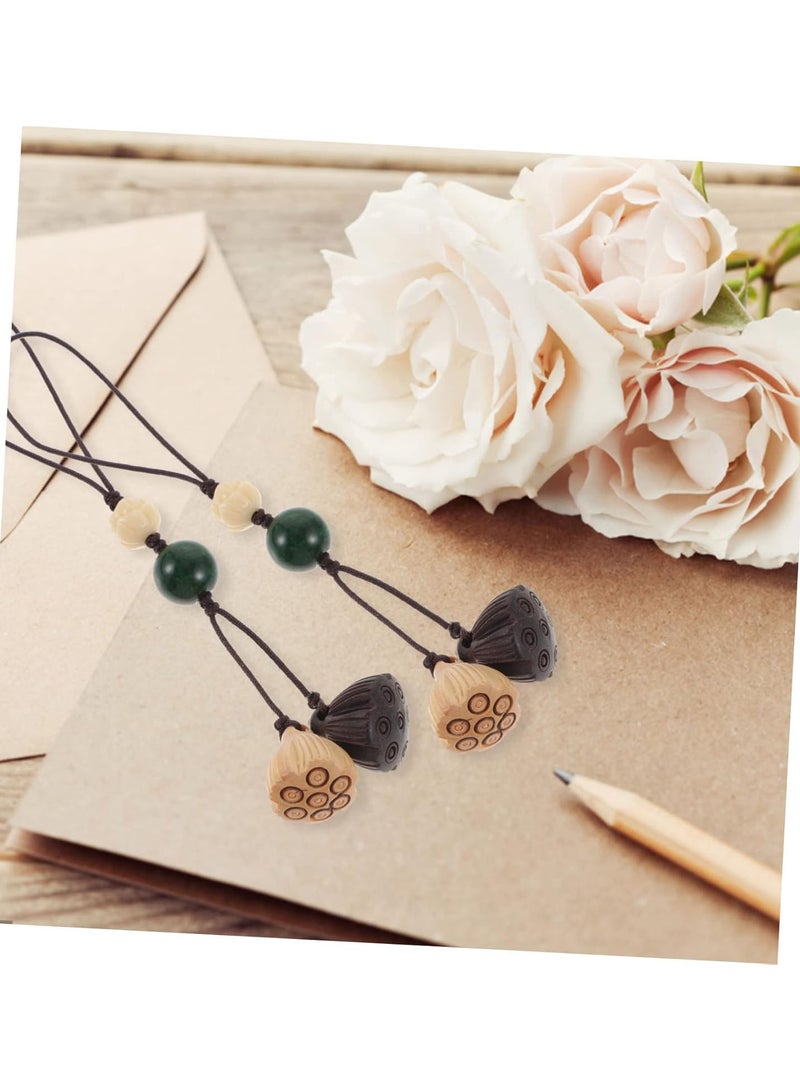 GGOOT 5pcs lotus mobile phone pendant lucky phone charm phone lanyard wrist strap lotus car keychain phone neck lanyards chinese phone charm chinese pendant key ring Telephone Wood  - Image 4