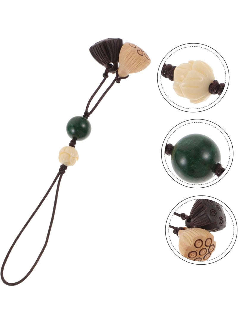 GGOOT 5pcs lotus mobile phone pendant lucky phone charm phone lanyard wrist strap lotus car keychain phone neck lanyards chinese phone charm chinese pendant key ring Telephone Wood  - Image 5