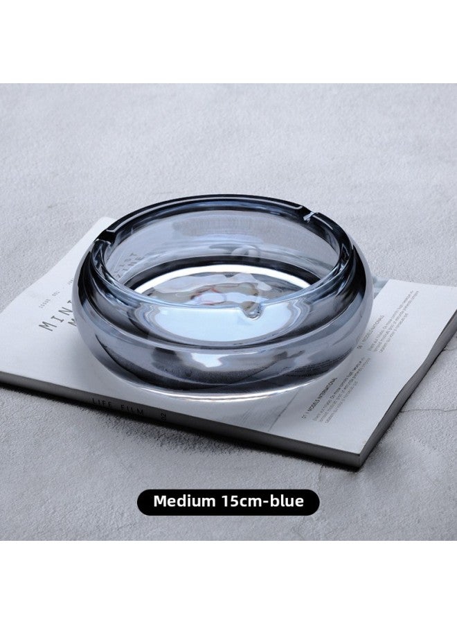 Glass Ashtray, Crystal Clear Heavy Duty Ash Tray Set for Indoor Outdoor Use - Modern Design with Cigarette Grooves, Polished Surface, Durable Home Office Patio Decor