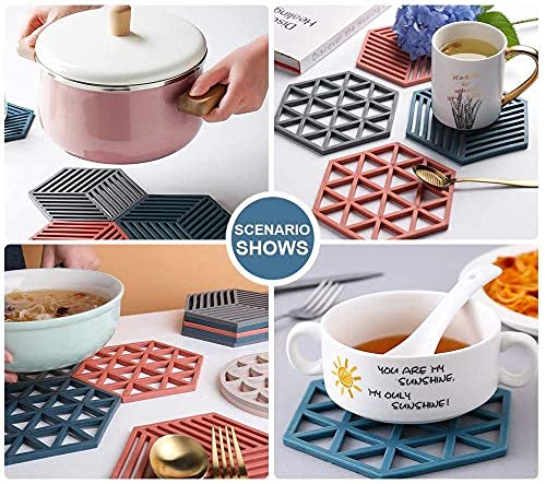 Dhruv Mart 6 Pack Premium Silicone Trivet Mats Multipurpose Hot Pot Holders Trivets for Hot Pots and Pans, Drying Mat, Hot Pads Thick Countertop Mat for Hot Dish Non-Slip and Heat Resistant� - Image 3
