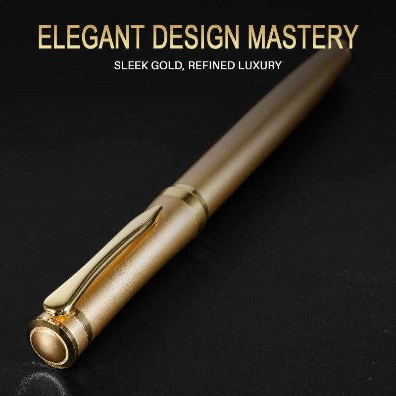 FINTANIX Fountain Pen with Fine Nib | Luxury Gold Finish, Smooth Ink Flow, Complete Set with Ink Cartridges, Converter & Sleeve | Ideal for Professionals, Office, Journaling, and Gifts - Image 2