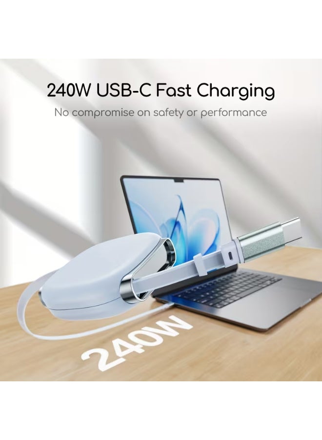 Arabash Premium 240W USB-C to USB-C Cable with 5-Level Retractable Design, Smart Fast Charging Type-C Cord for iPhone 16, Samsung, iPad & Laptop - Image 5