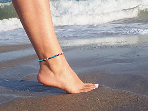 XIJIN 10 Pcs Handmade Beaded Anklets for Women Boho Colorful Beads Ankle Bracelets Beach Braided Rope Foot Anklet Set - Image 5
