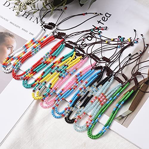 XIJIN 10 Pcs Handmade Beaded Anklets for Women Boho Colorful Beads Ankle Bracelets Beach Braided Rope Foot Anklet Set - Image 4