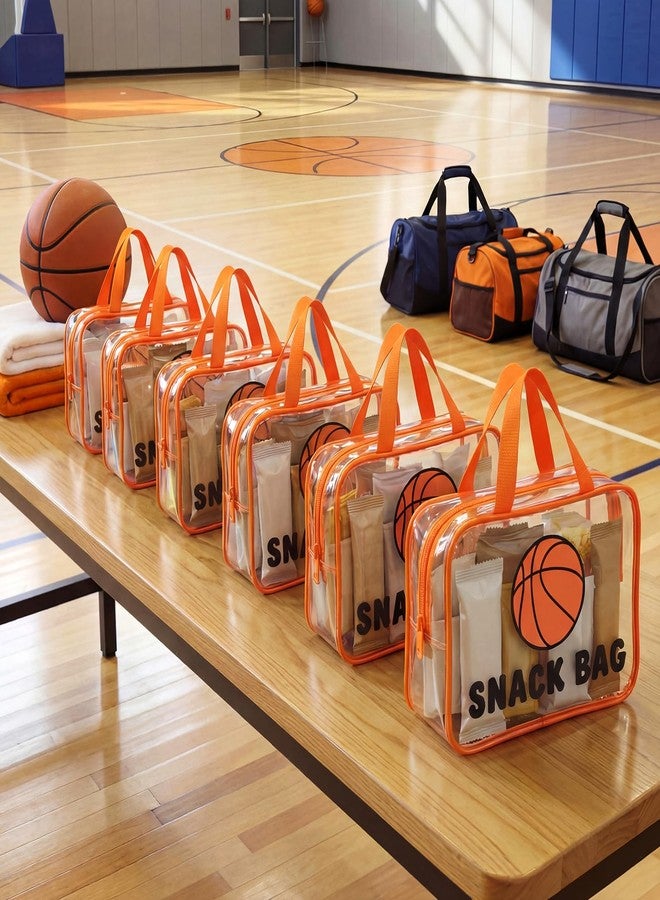 Sunnymove 6 Pcs Basketball Snack Bags for Team Gift 9.45 x 7.1 Inch Large Basketball Goodie Treat Bag with Handle Clear PVC Waterproof Pouch with Zipper for Sport Party Favor Team Ground Birthday Gift - Image 4