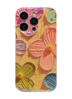 Houmt iPhone 13 Pro Max Cover with Fashion Luxury Glossy Rhinestones Beautiful Oil Painting Soft Phone Case Silicone Shockproof Casing Protection Back Cover  - Image 1