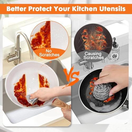 DISHIVA Multipurpose Double Layer Dish Wash Cloths (Pack of 10) Non-Scratch Stainless Steel Wire Scrubbers for Utensils, Sinks, Counters and Kitchen | Durable Wet & Dry Dishwashing Rags - Image 4