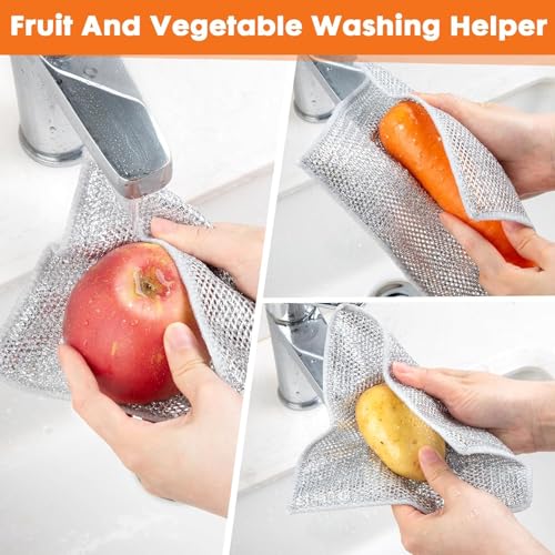 DISHIVA Multipurpose Double Layer Dish Wash Cloths (Pack of 10) Non-Scratch Stainless Steel Wire Scrubbers for Utensils, Sinks, Counters and Kitchen | Durable Wet & Dry Dishwashing Rags - Image 5