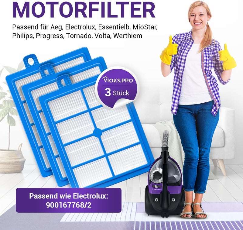 Vioks.pro Viоks.pro 3x Vacuum Cleaner Hepa Filter Replacement for AEG Battery Vacuum Cleaner Filter HEPA13 AFS1W EFH12 EFS1W & Philiрs HEPA Filter FC8038/01 - Motor Filter Vacuum Cleaner Philiрs FC9150 & Air - Image 2