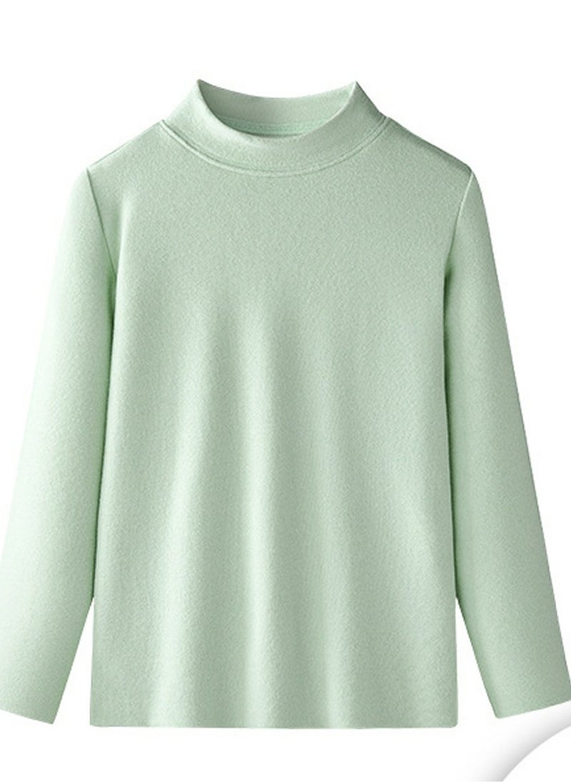 إسكدنيا Children's Solid Color Half High Collar Thick Thermal Underwear Shirt Cold Weather Base Layer,Long Sleeve T-Shirt Loungewear Light Green 