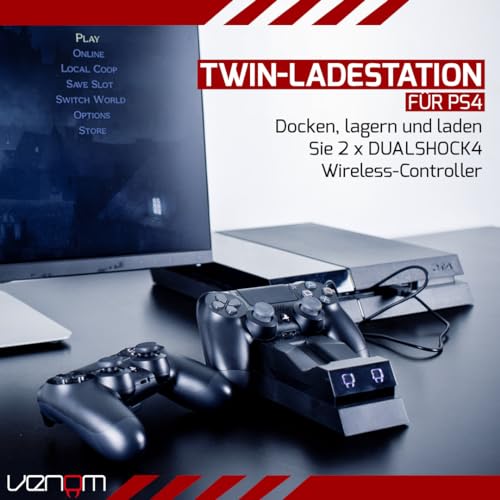 Venom Twin Sony Docking Station - Dual Charging for PS4 Controller/Gamepad - PlayStation 4 - Image 3