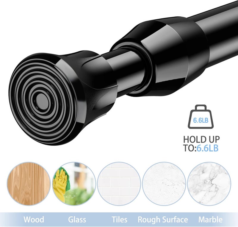 AIZESI (Black 28"- 48" 2pcs) - 2PCS Spring Tension Curtain Rod, 28 to 120cm (Black) - Image 4