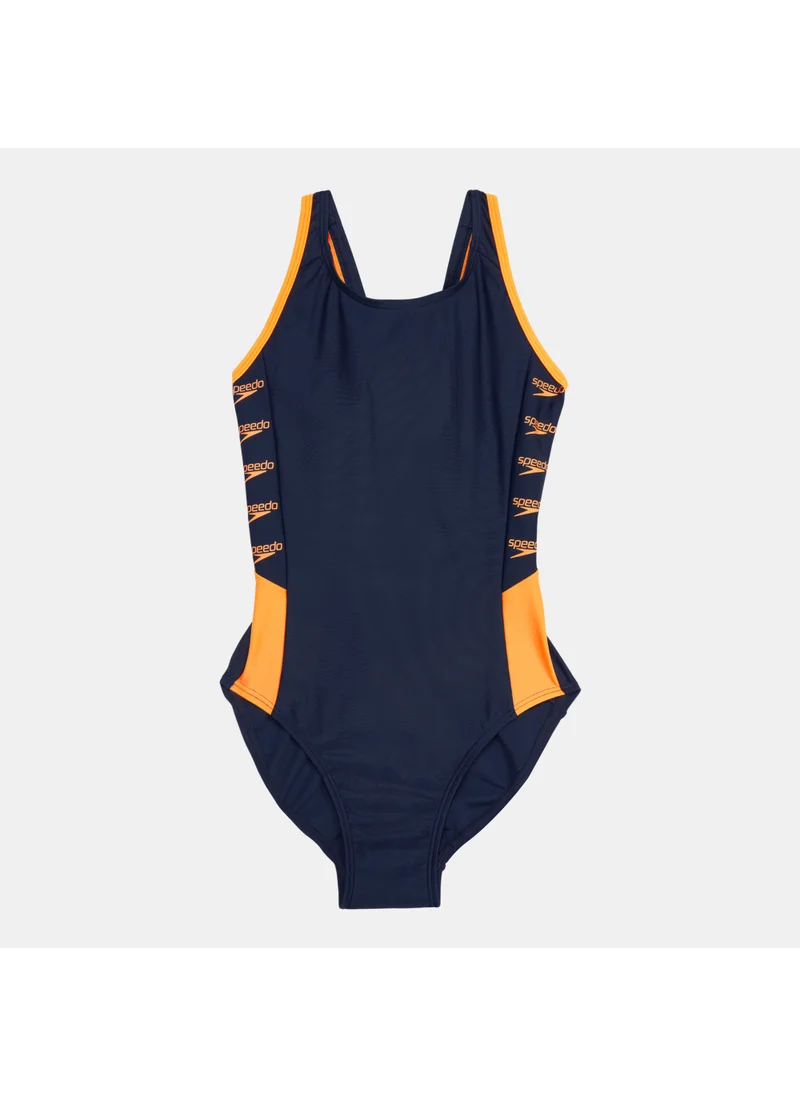 speedo Kids' Boom Logo Splice Muscleback Swimsuit