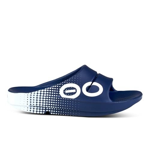 OOFOS OOahh Sport Recovery Slide, Navy Matrix - Women’s Size 6, Men’s Size 4 - Image 4