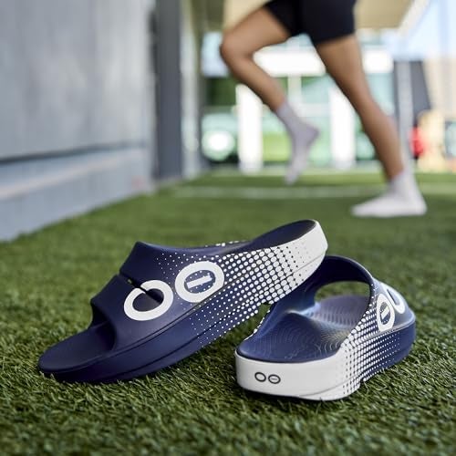 OOFOS OOahh Sport Recovery Slide, Navy Matrix - Women’s Size 6, Men’s Size 4 - Image 3