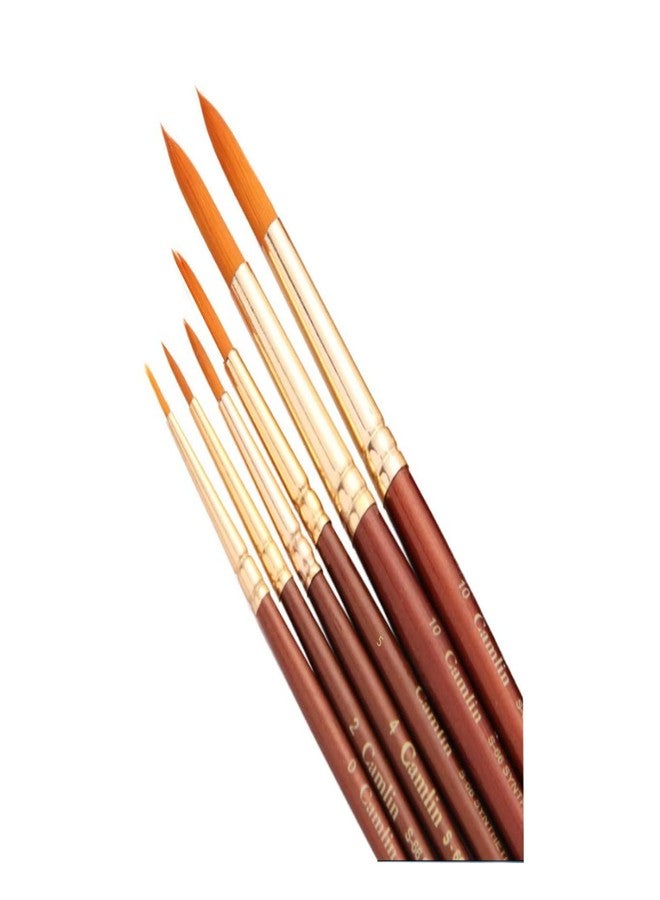Camlin Kokuyo Paint Brush Series 66 - Round Synthetic Gold, Set of 8 - Size 0,1,2,3,4,5,9,10 - Image 1