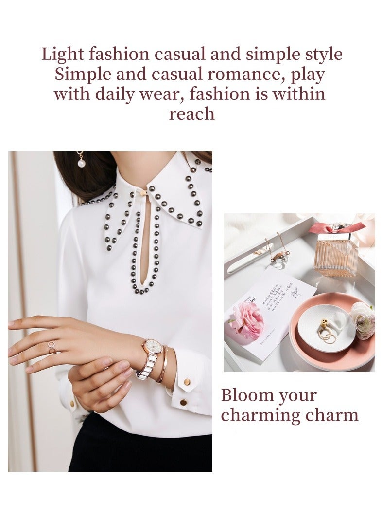 OLEVS OLEVS Women's Watch Elegant Luxury Watch with Diamond Fashion Ceramic Bracelet Waterproof Ladies Watch  - Image 4