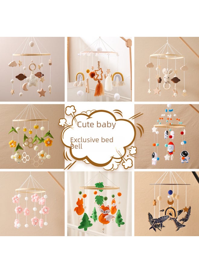 Generic - Newborn Baby Soothing Bed Bell Hanging Style Baby Sleeping Wind Chime Rotatable Educational Rocking Bell Toy-Color:Pink Bee Flower Bed Bell - Image 1