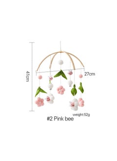 Newborn Baby Soothing Bed Bell Hanging Style Baby Sleeping Wind Chime Rotatable Educational Rocking Bell Toy-Color:Pink Bee Flower Bed Bell