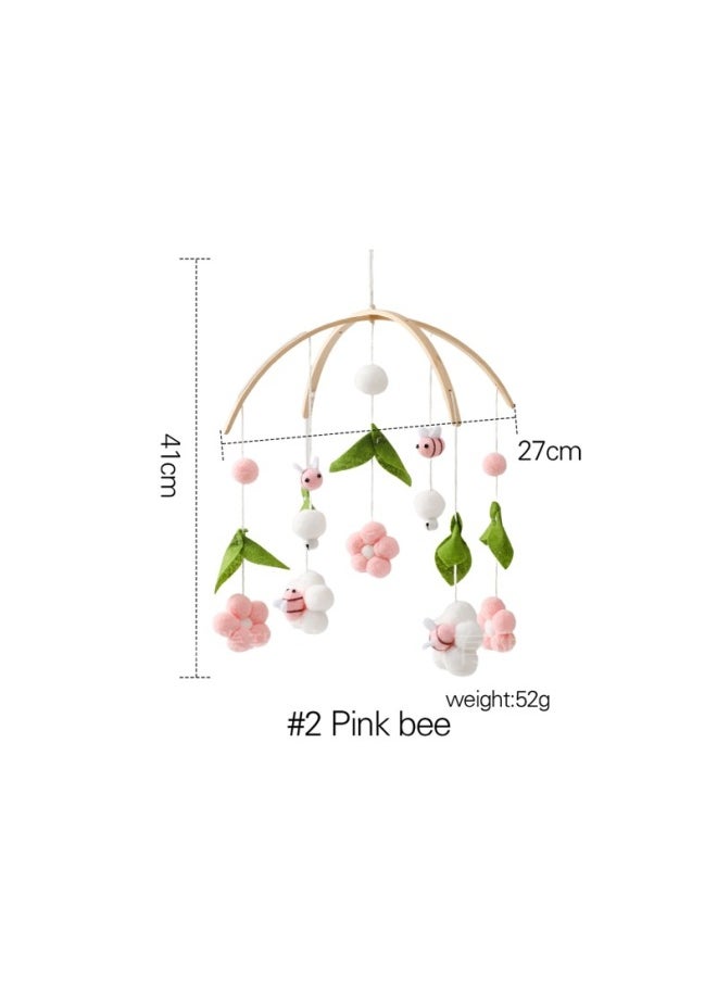 Generic - Newborn Baby Soothing Bed Bell Hanging Style Baby Sleeping Wind Chime Rotatable Educational Rocking Bell Toy-Color:Pink Bee Flower Bed Bell - Image 1