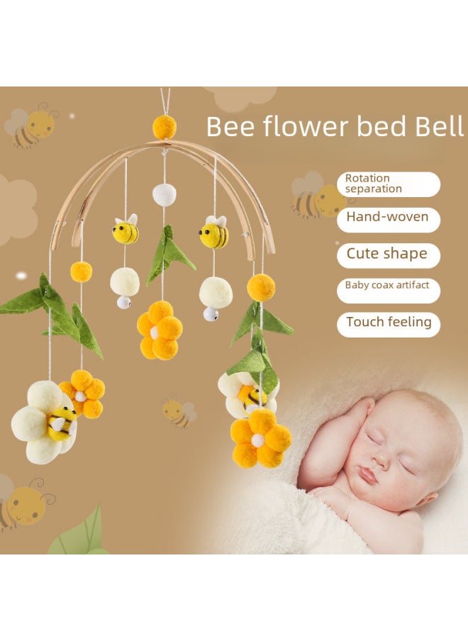 Generic - Newborn Baby Soothing Bed Bell Hanging Style Baby Sleeping Wind Chime Rotatable Educational Rocking Bell Toy-Color:Pink Bee Flower Bed Bell - Image 1