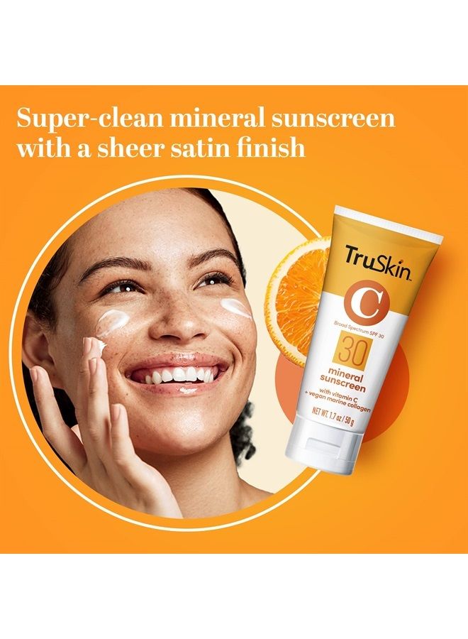 TruSkin Naturals TruSkin Mineral Face Sunscreen SPF 30, Broad Spectrum Mineral Sunscreen for Face with Zinc Oxide, Vitamin C & Vegan Marine Collagen, Lightweight Sunscreen for Sensitive Skin, 1.7 fl oz  - Image 4