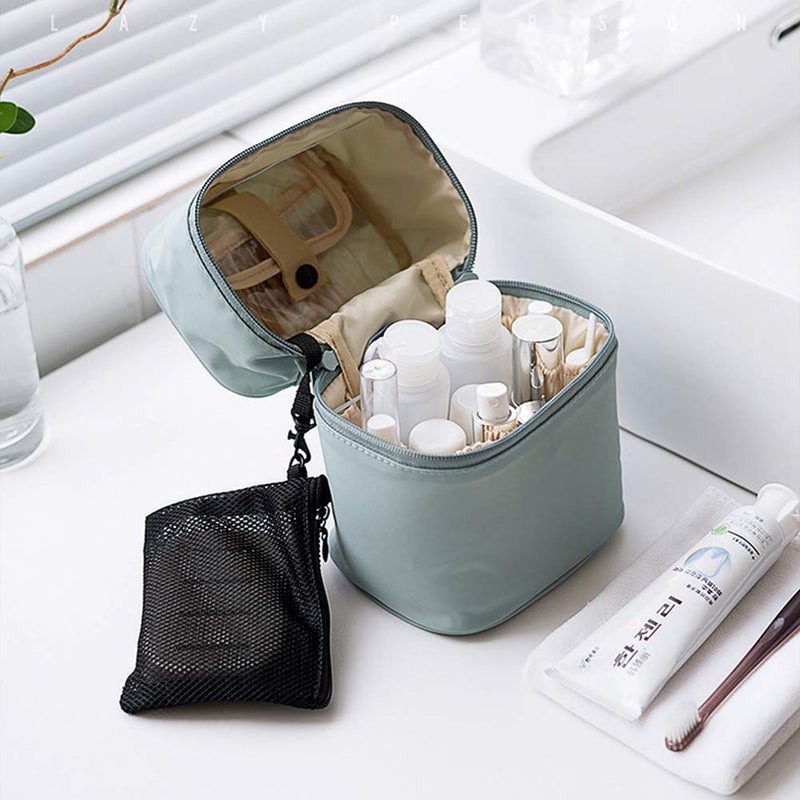 Bysiter Makeup Bag Travel Cosmetic Bag Small Makeup Brush Holder Organizer Cute Portable Artist Toiletry Storage Bag Cosmetics Case for Women Girls,Gray - Image 2