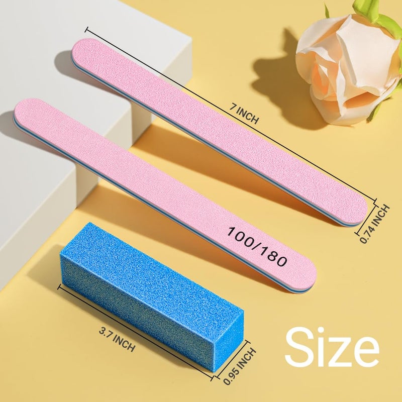 TsMADDTs Nail Buffers and Files, 6 pcs Buffer Blocks, 6 pcs 100 180 Grit Files, Professional Manicure Tools Kit, Nail Care Tools Kit for Women - Image 2