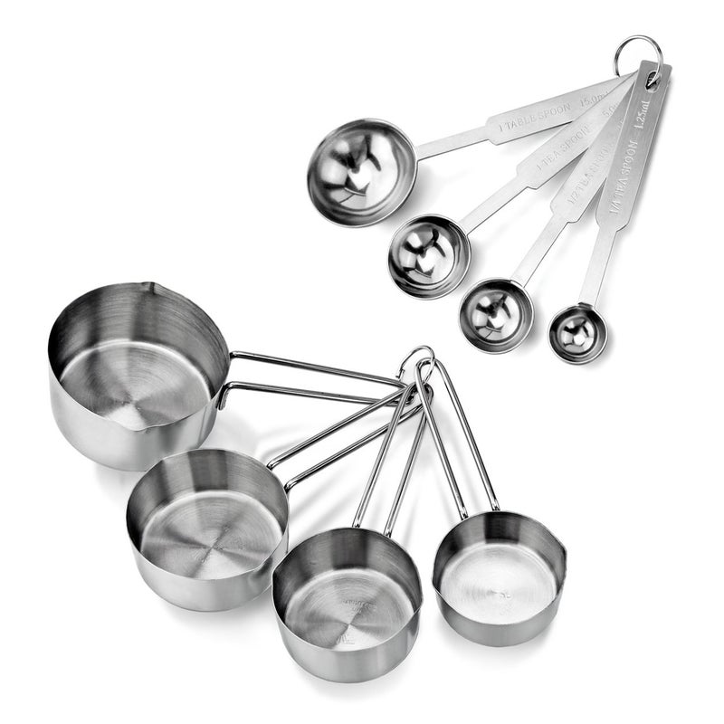 New Star Foodservice 42917 Stainless Steel 8-Piece Measuring Cups and Spoons Combo Set - Image 1