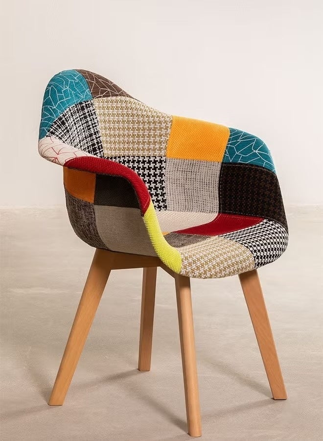 تايمي طقم طاولة طعام مكون من 5 قطع، طاولة طعام مربعة مع 4 كرسي بتصميم أنيق | طاولة خشب بيضاء صلبة 72x80x80 سم مع 4 كرسي مُنجد بمسند للذراعين متعدد الألوان بأرجل خشبية - Image 5