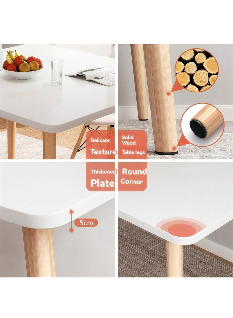 تايمي طقم طاولة طعام مكون من 5 قطع، طاولة طعام مربعة مع 4 كرسي بتصميم أنيق | طاولة خشب بيضاء صلبة 72x80x80 سم مع 4 كرسي مُنجد بمسند للذراعين متعدد الألوان بأرجل خشبية - Image 3