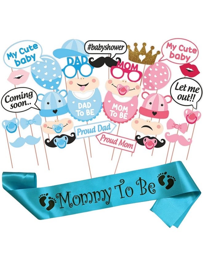Wobbox Baby Shower Decoration Items| Baby Shower Photo Booth Props for Photoshoot, MommyTo Be Satin Sash Daddy to Be Decoration, Godh Bharai Decoration Kit-(FP423)