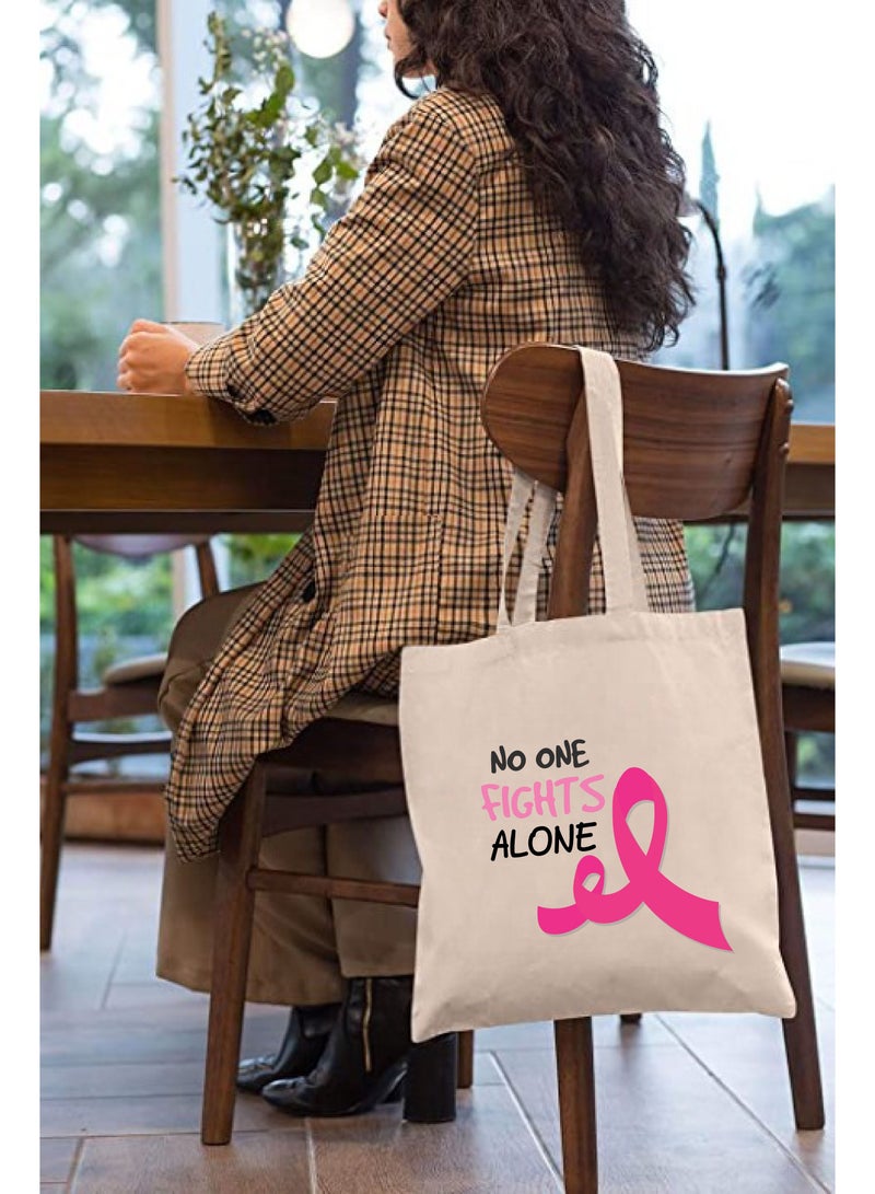 PRINTSHOP4ME Pink Ribbon PinkCancer Awareness Gifts Cotton Bags Reusable PinkCancer Survivor Bag For Women With Handles  - Image 3
