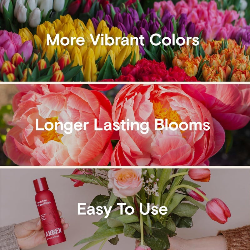 Arber Fresh Cut Flower Food â€“ Floral Preservative & Nutrient Mix for Fresh Cut Flowers â€“ Quick Dip, Vase Spray & Crystal Flower Care â€“ Rose Food & Plant Supplies â€“ 4 fl oz Liquid Formula - Image 4