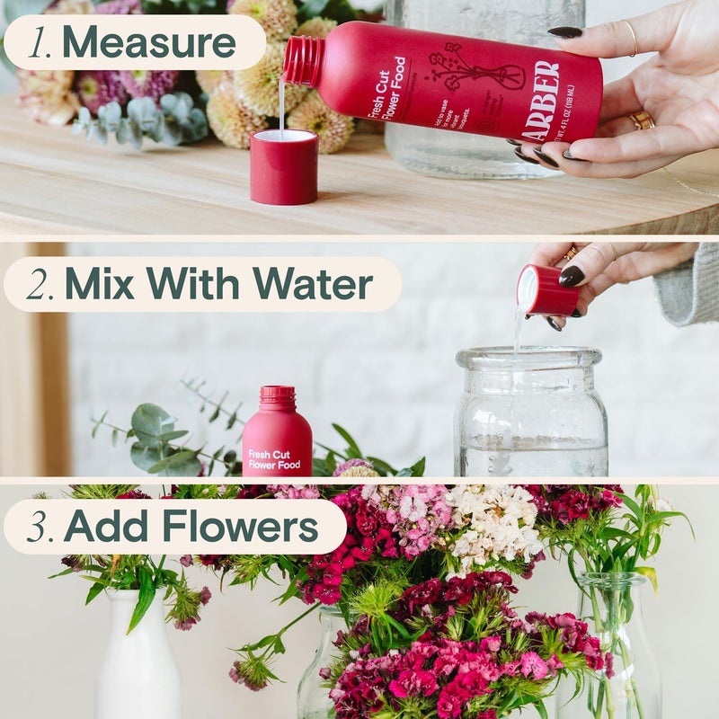 Arber Fresh Cut Flower Food â€“ Floral Preservative & Nutrient Mix for Fresh Cut Flowers â€“ Quick Dip, Vase Spray & Crystal Flower Care â€“ Rose Food & Plant Supplies â€“ 4 fl oz Liquid Formula - Image 3