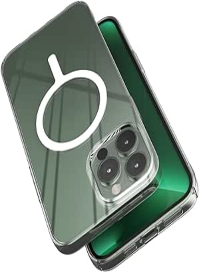 iPhone 13 Pro Max Ultra Thin Clear Phone Cover for MagSafe Case, Sinjimoru Non Yellowing Strong Magnetic Slim Fit Cell Phone Case Crystal Clear for iPhone 13 Pro Max. M-AiroFit Basic