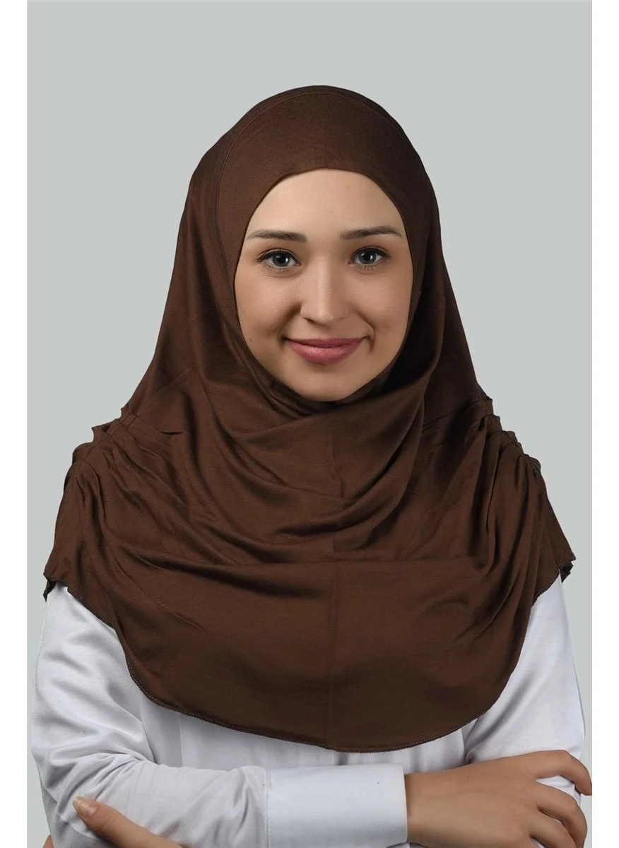 Altobeh Ready-made Turban Gathered Pleated Practical Scarf Hijab Hijab - Prayer Cover - Chocolate