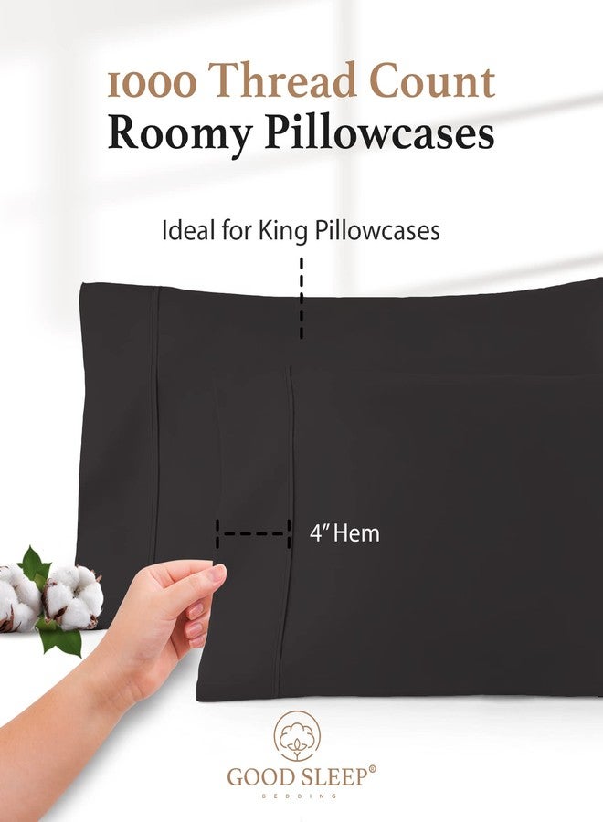 Good Sleep Bedding 1000 TC Dark Gray King Pillowcases Set of 2 100% Egyptian Cotton Pillow Cases with Long Staple Cotton & Sateen Weave, Silky Soft Hotel - Like Bed Pillow Covers for Comfy Sleeping, Snug Fit - Image 3